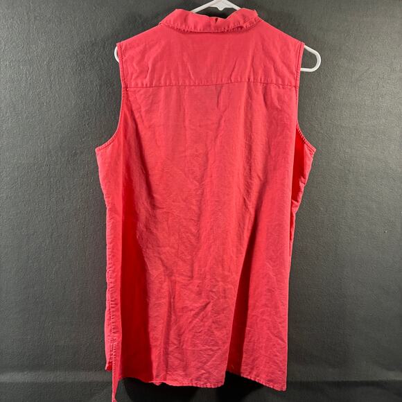 calvin klein women linen blend tank XL pink coastal beach vacation tropical - Picture 3 of 7
